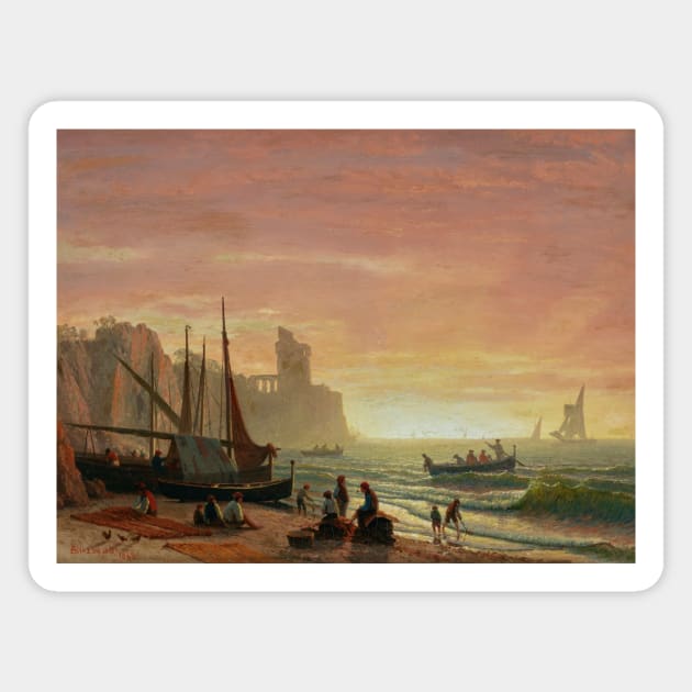 The Fishing Fleet by Albert Bierstadt Magnet by Classic Art Stall